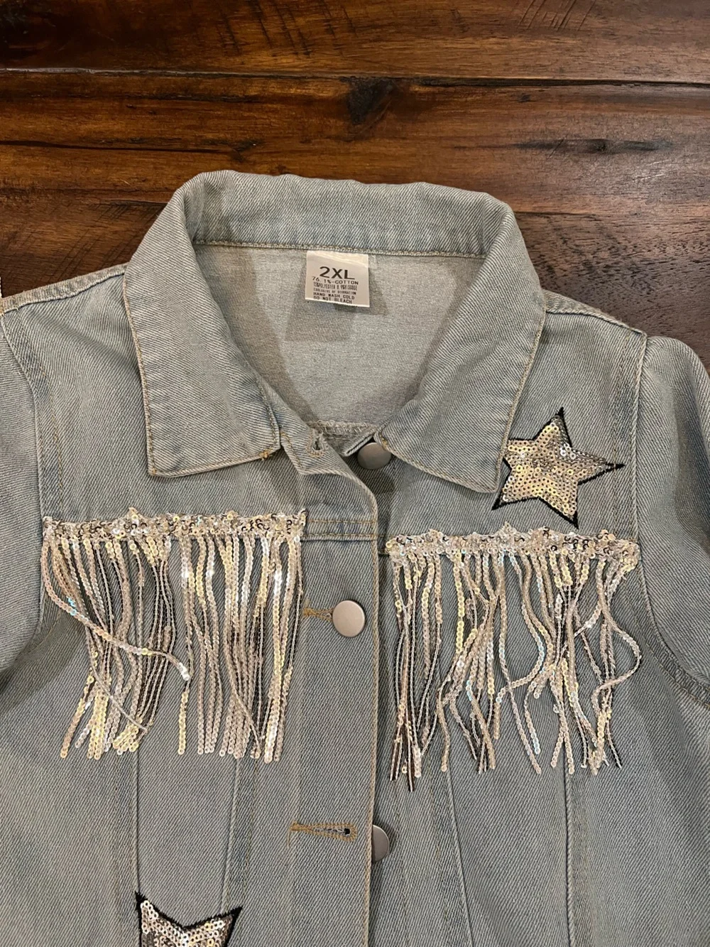 Girls' Fringe Denim Jacket - 'Lets Go Girls'